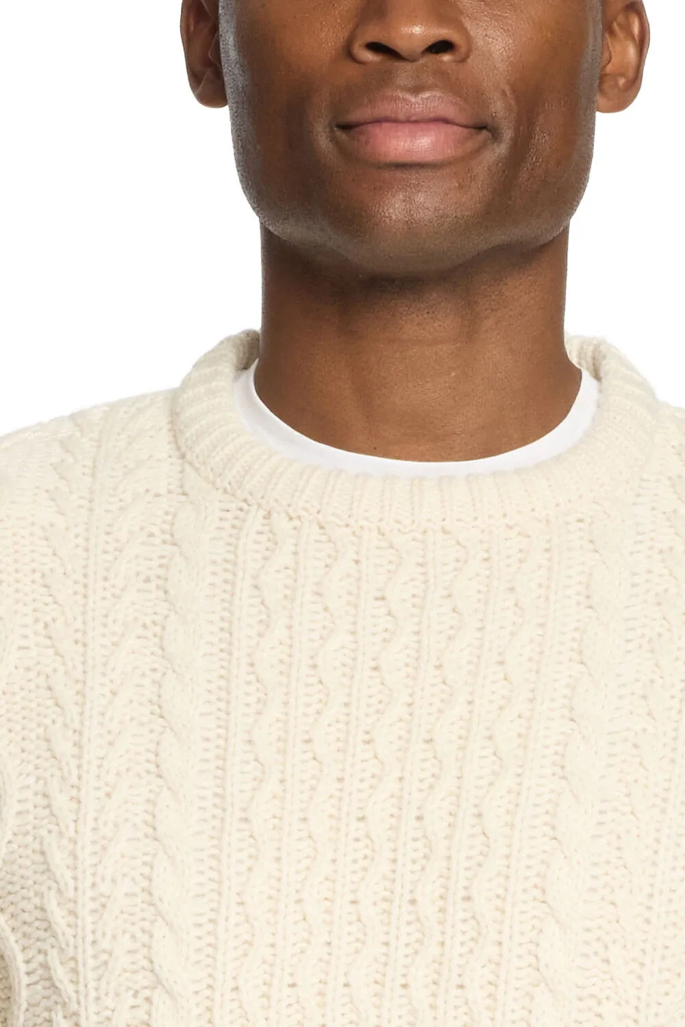 Weatherproof Vintage Chunky Cable Knit Sweater for Men in Ecru | F2440611GK-ECRU