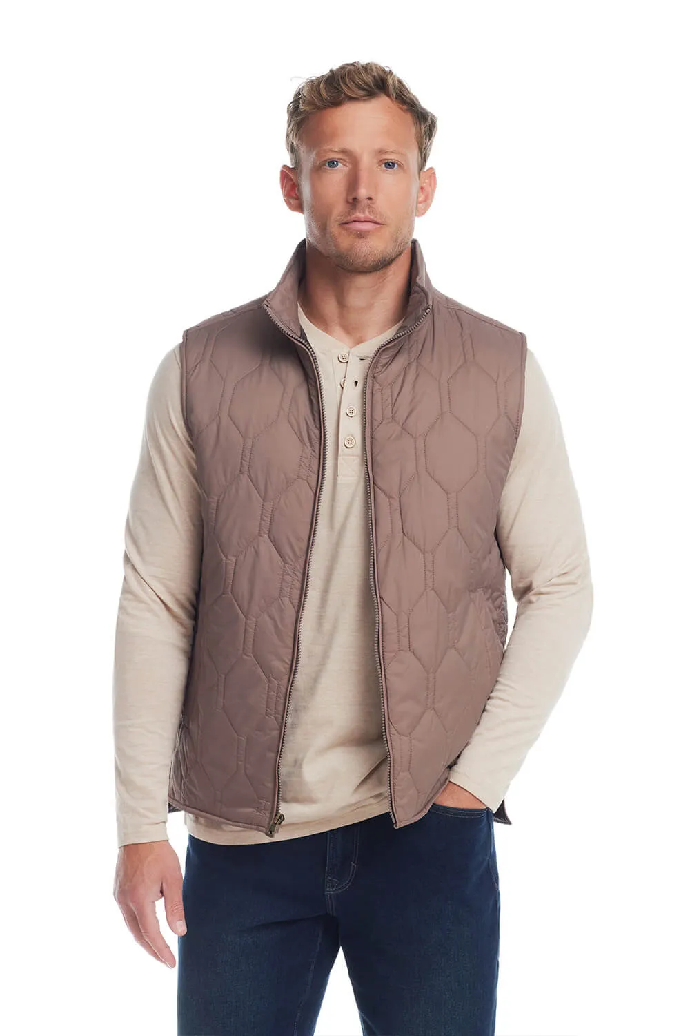 Weatherproof Vintage Hex Quilted Light Weight Vest for Men in Mountain Trail | F2470405GK-MOUNTAINTRAIL