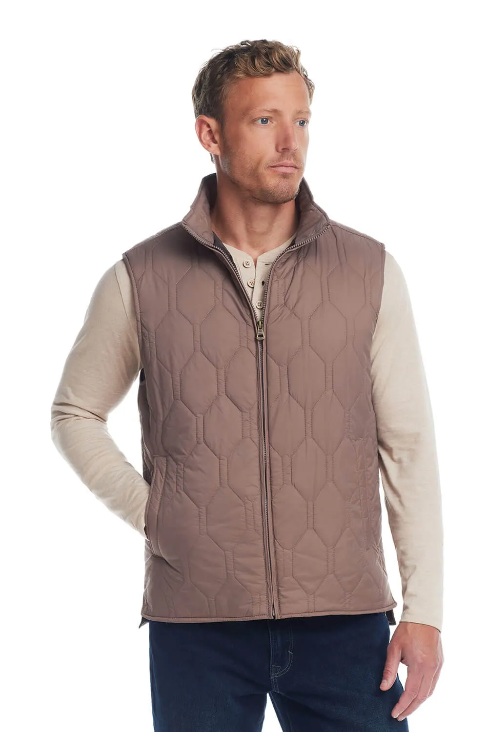 Weatherproof Vintage Hex Quilted Light Weight Vest for Men in Mountain Trail | F2470405GK-MOUNTAINTRAIL
