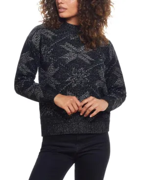 Weatherproof Vintage Plaited Chenille Snowflake Mock Neck Sweater F2140195ME