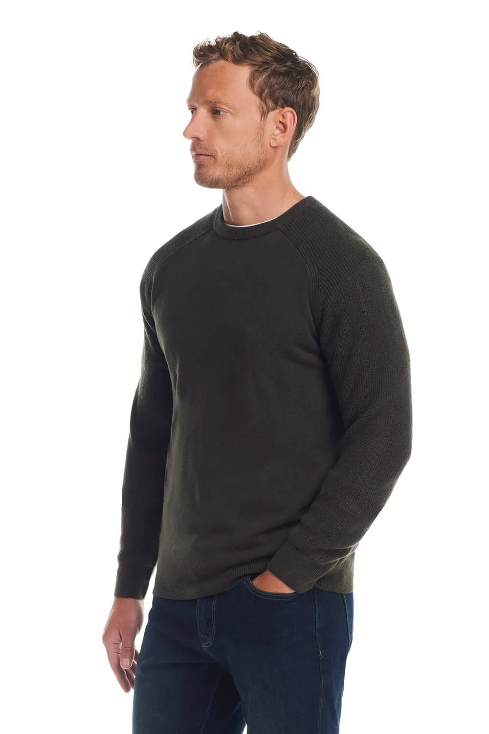 Weatherproof Vintage Raglan Sweater for Men in Dark Olive | F2440118GK-DARKOLIVE