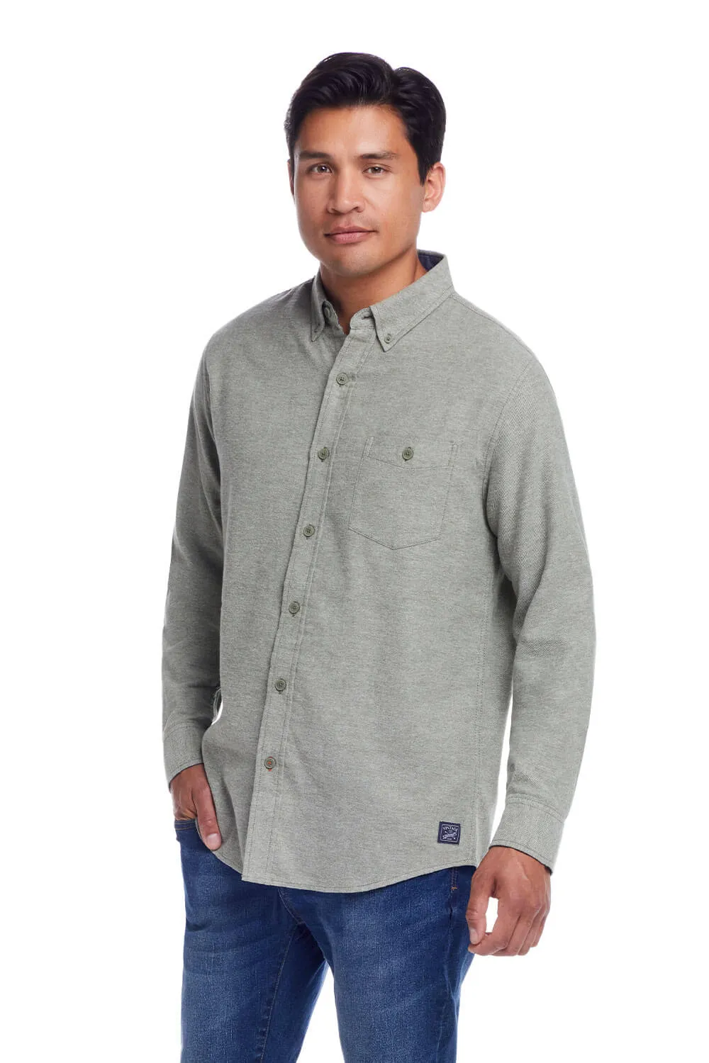 Weatherproof Vintage Solid Twill Shirt for Men in Deep Olive | F2485742GK-DEEPOLIVE