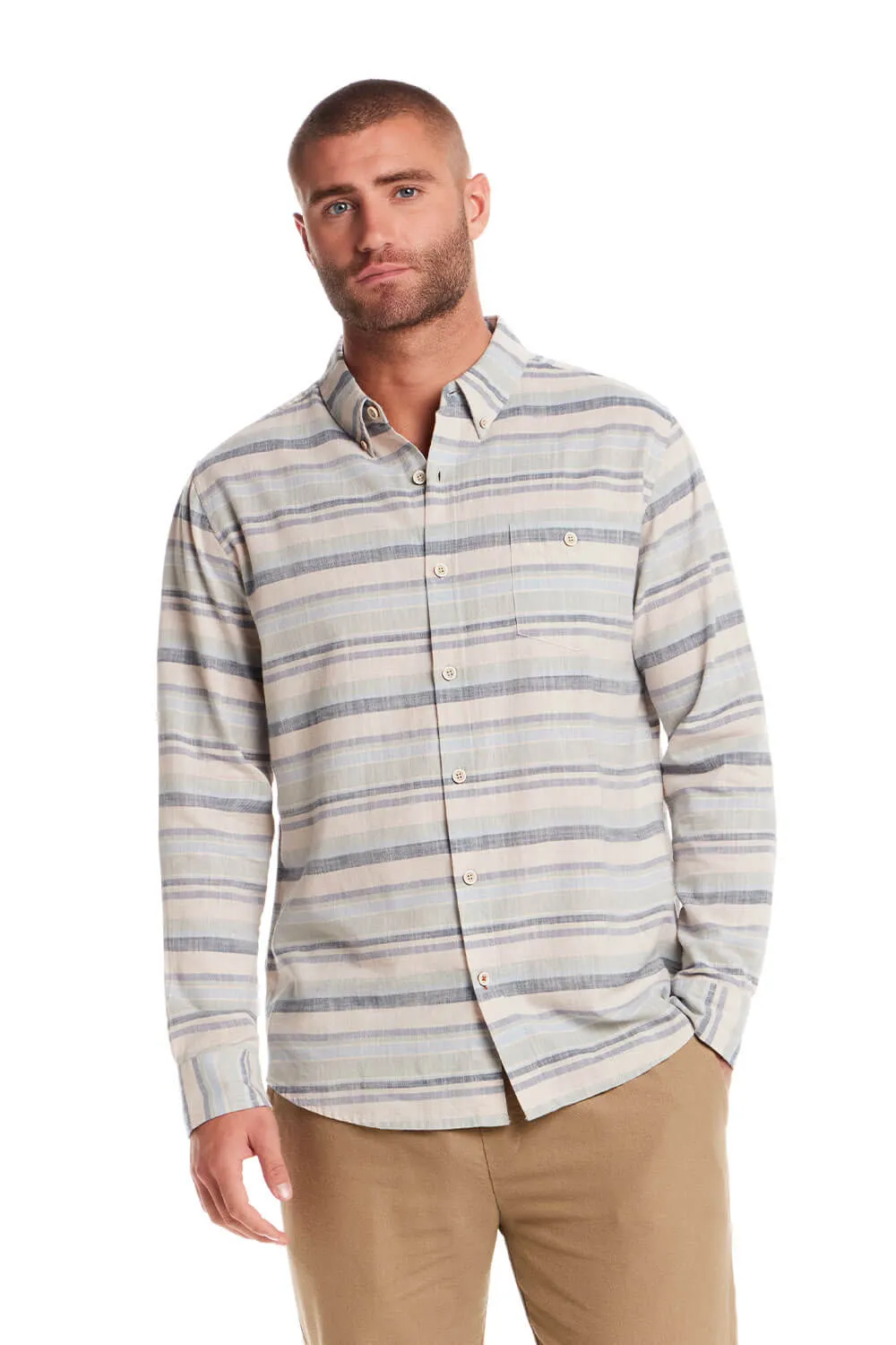 Weatherproof Vintage Stripe Button Up for Men in Dream Blue | S2585826GK-DREAM BLUE