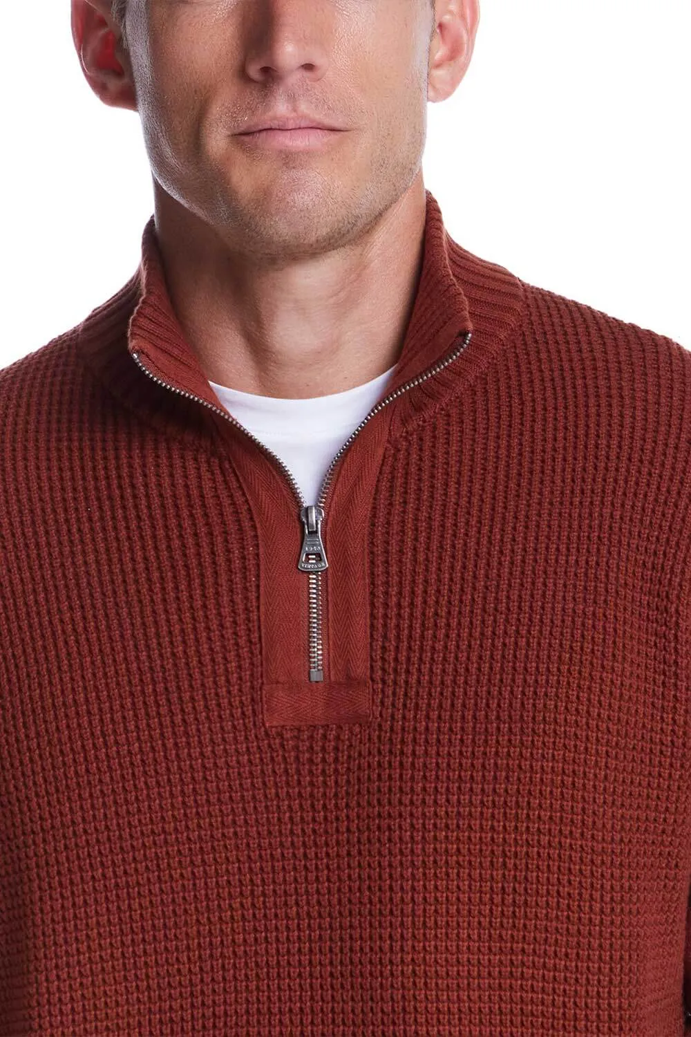 Weatherproof Vintage Textured Quarter Zip Sweater for Men in Roasted Russet | F245994GK-ROASTEDRUSSET