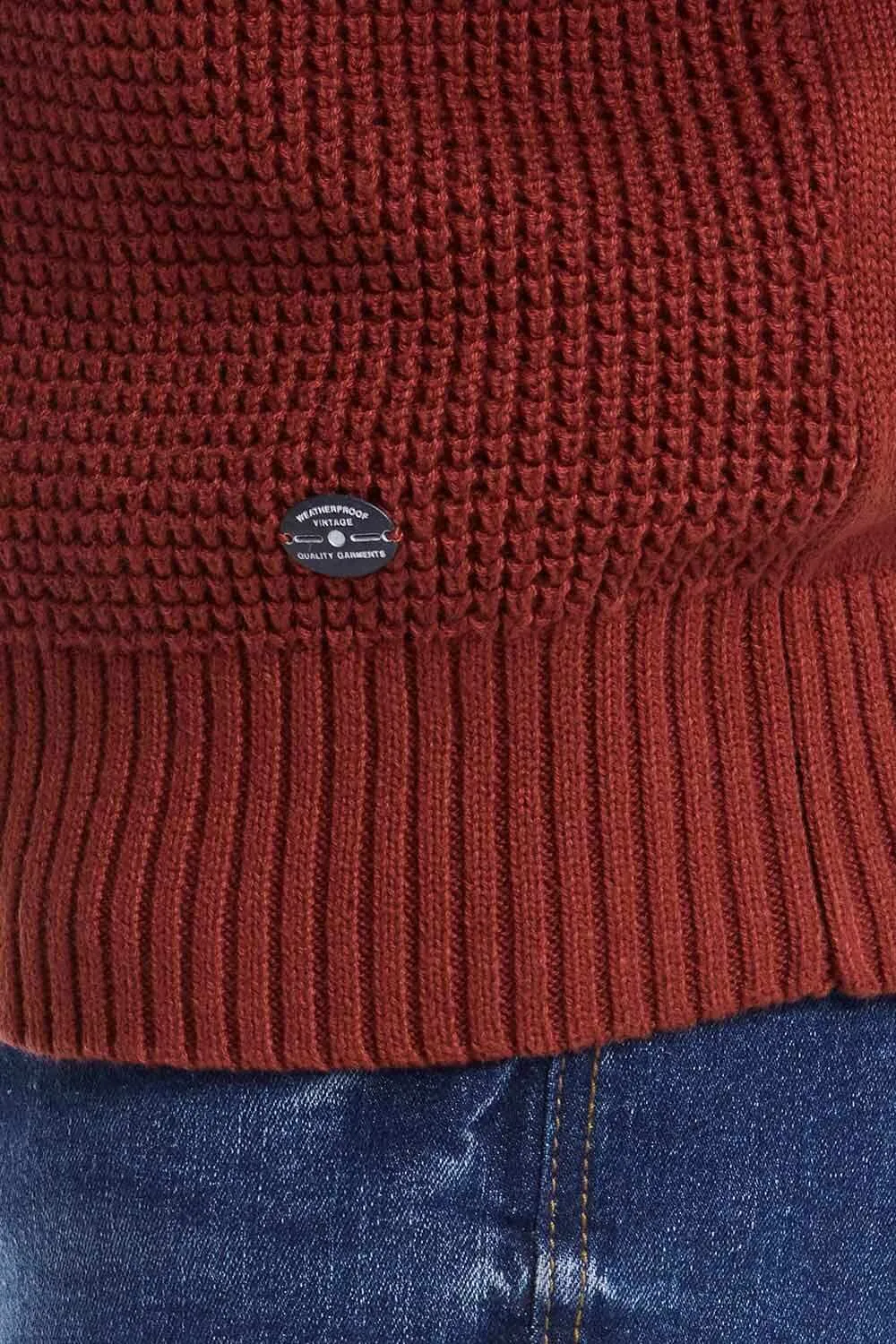 Weatherproof Vintage Textured Quarter Zip Sweater for Men in Roasted Russet | F245994GK-ROASTEDRUSSET