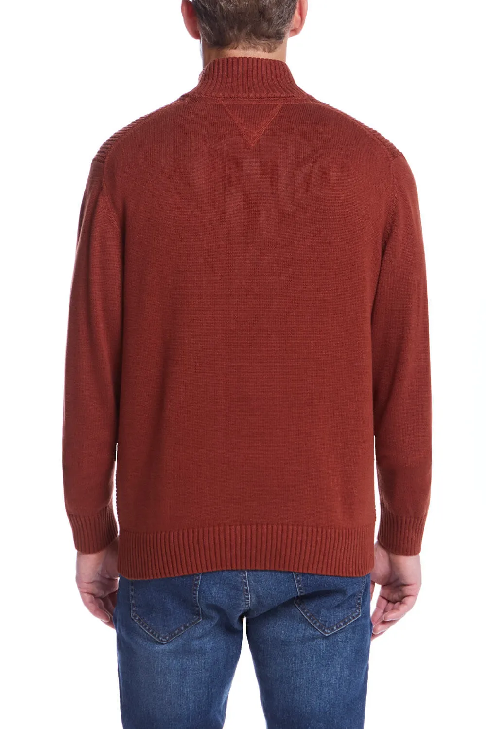 Weatherproof Vintage Textured Quarter Zip Sweater for Men in Roasted Russet | F245994GK-ROASTEDRUSSET