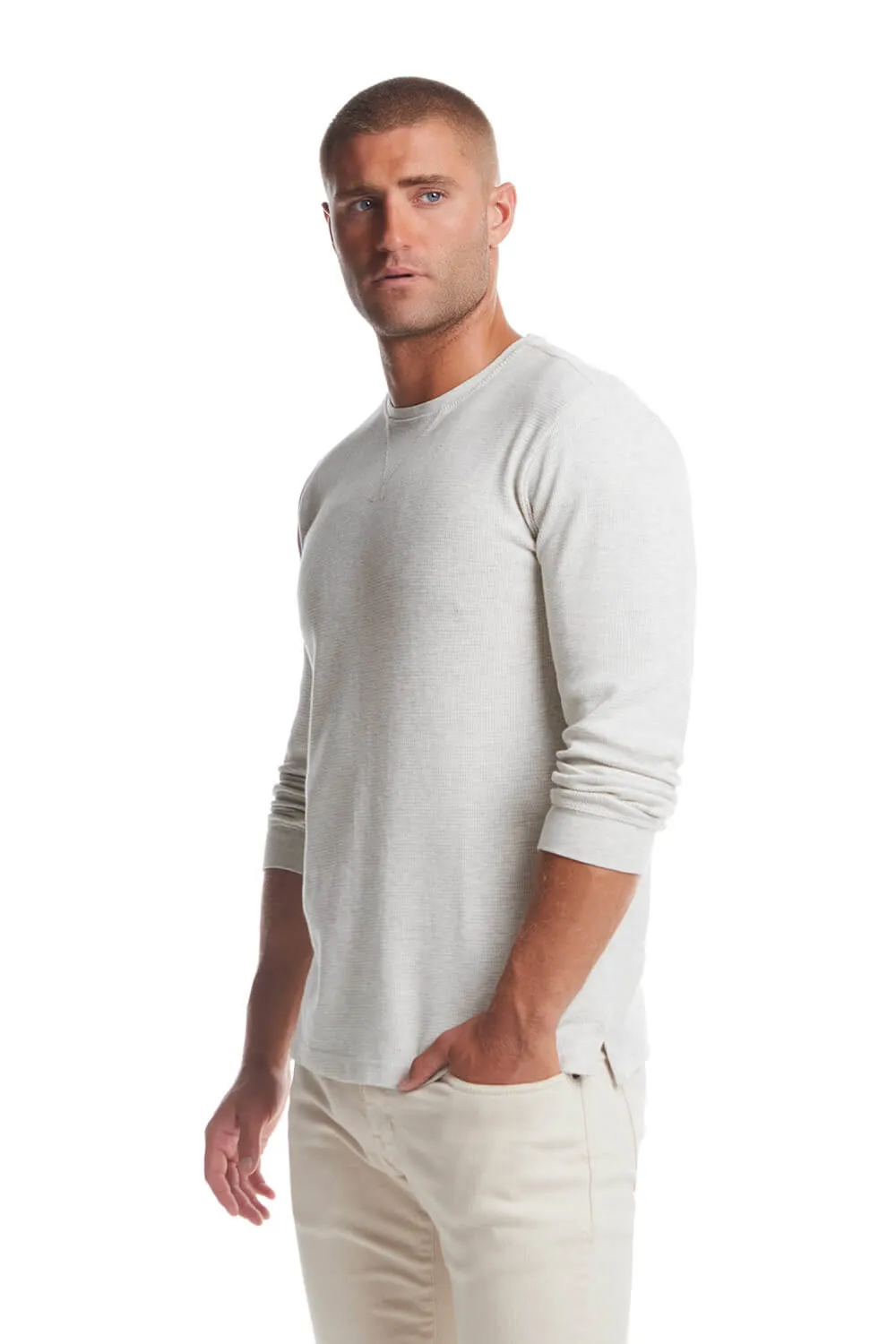 Weatherproof Vintage Waffle Crewneck Shirt for Men in Oatmeal | F2430246GK-OATML
