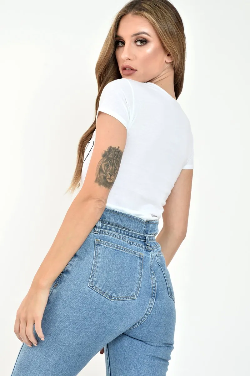 White Abstract Kissing T-Shirt - Raela