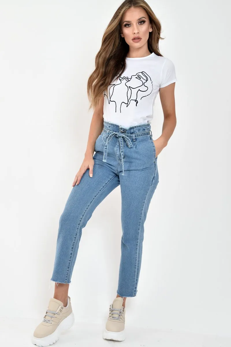 White Abstract Kissing T-Shirt - Raela