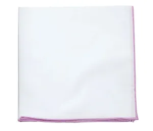 White Cotton With Border Pocket Square