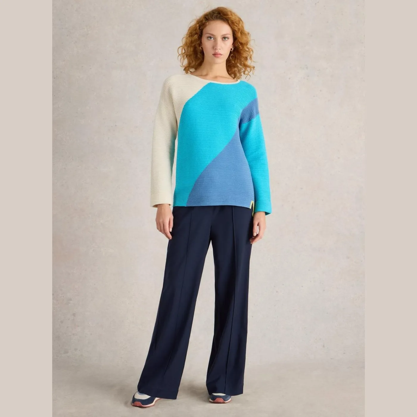White Stuff Jana Bright Blue Abstract Jumper