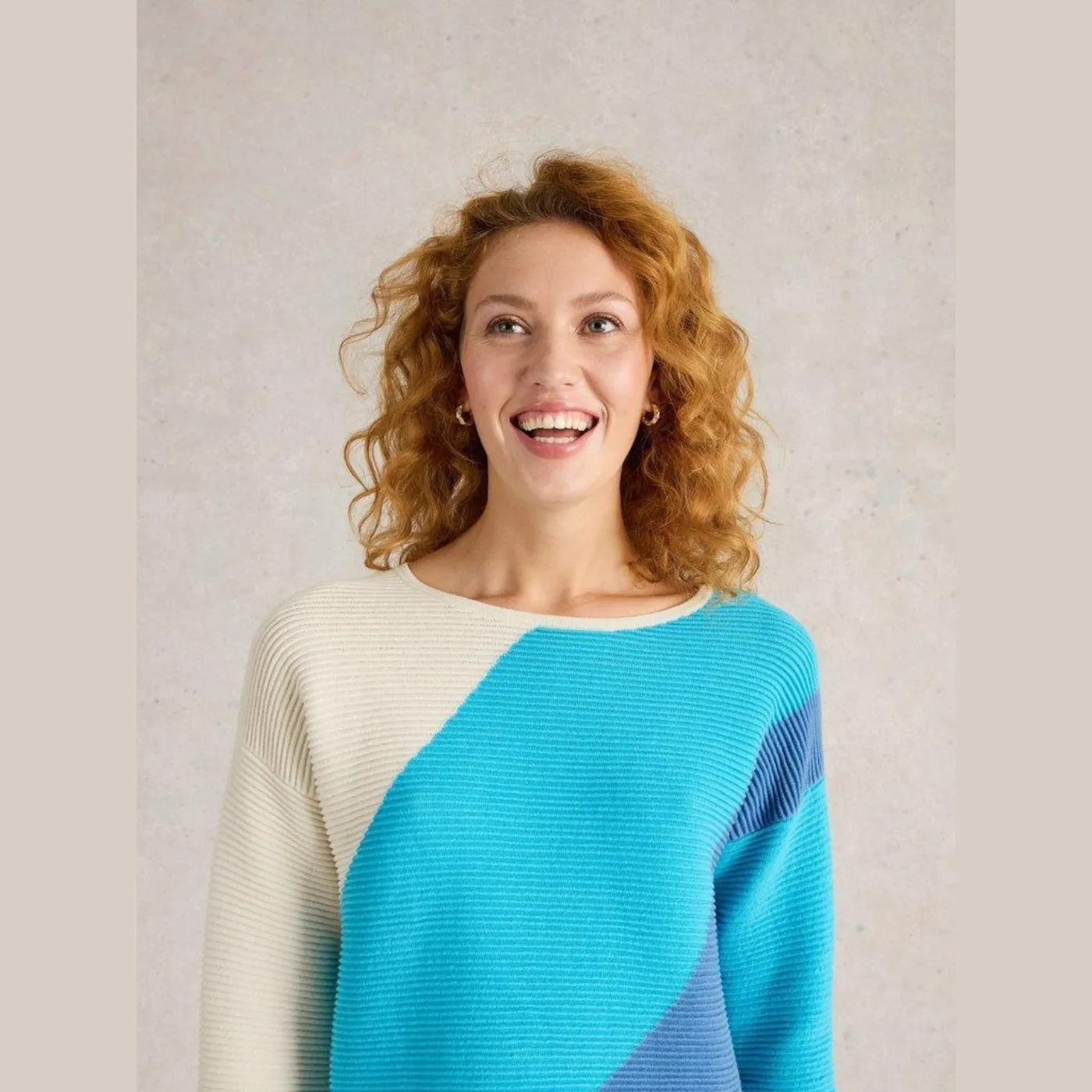 White Stuff Jana Bright Blue Abstract Jumper