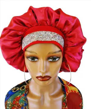 WINE Diamond Rhinestone Elastic Band Sleeping Bonnet