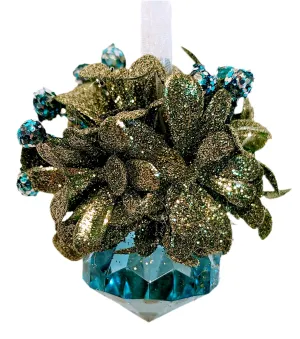 Winter Ice Blue Jewel Mistletoe Ornament