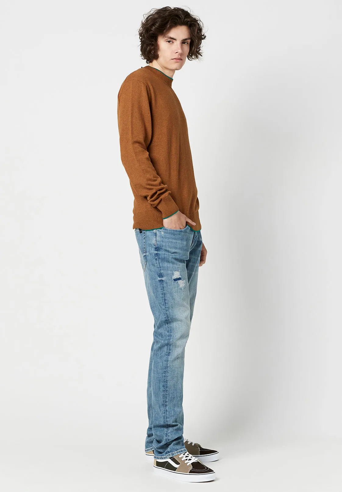 Wiquip Men's Merino Wool Sweater in Caramel - BM23686