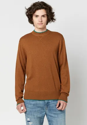 Wiquip Men's Merino Wool Sweater in Caramel - BM23686