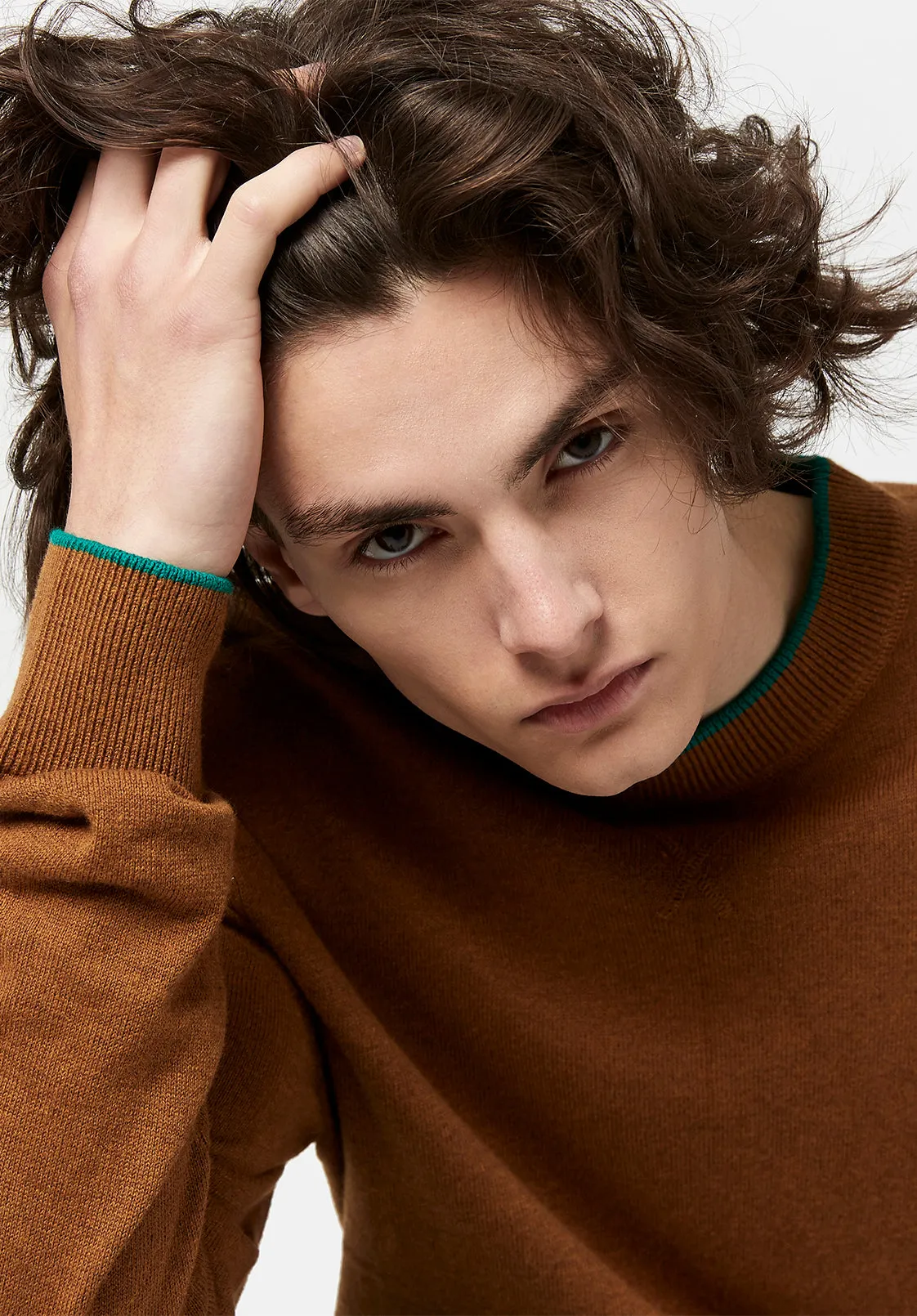 Wiquip Men's Merino Wool Sweater in Caramel - BM23686
