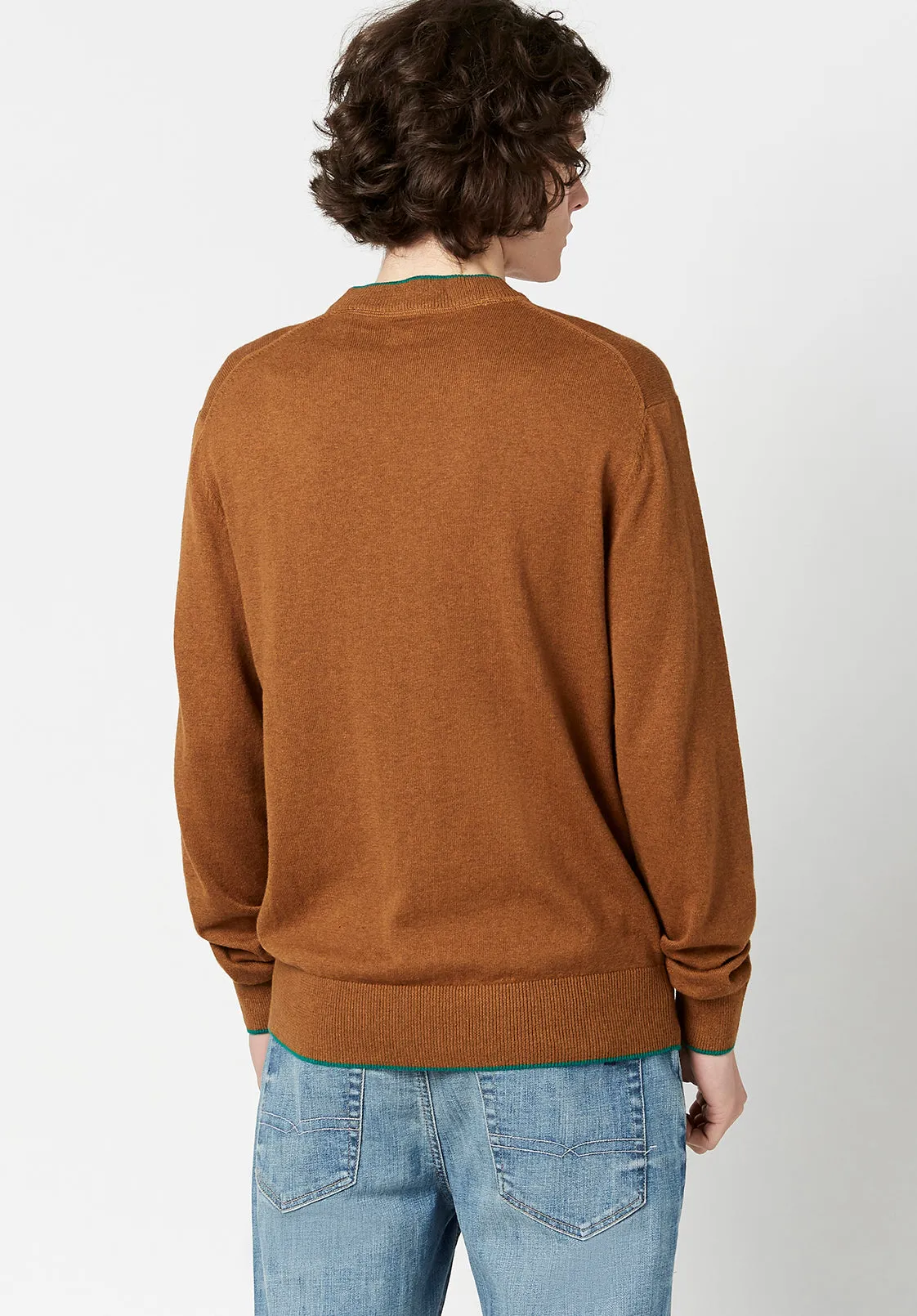 Wiquip Men's Merino Wool Sweater in Caramel - BM23686