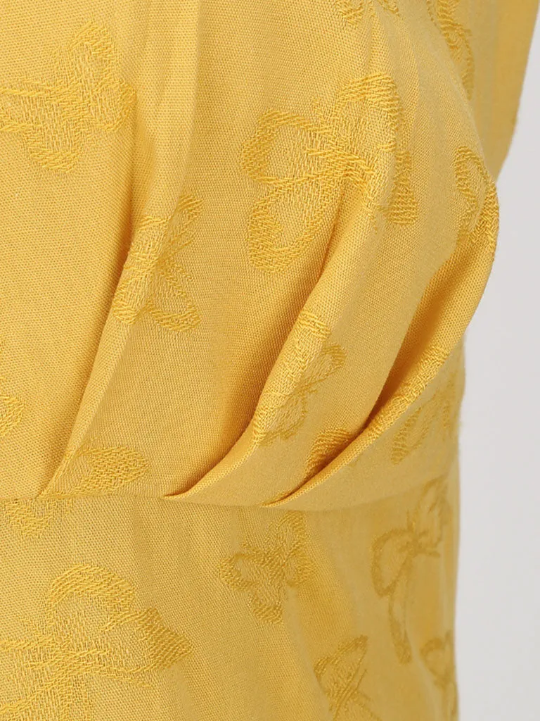 Yellow Butterfly Strap Sleeveless 1950S Vinatge Dress