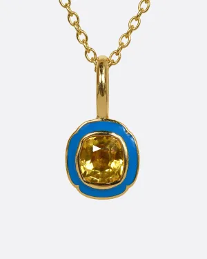 Yellow Sapphire Checkered Pendant