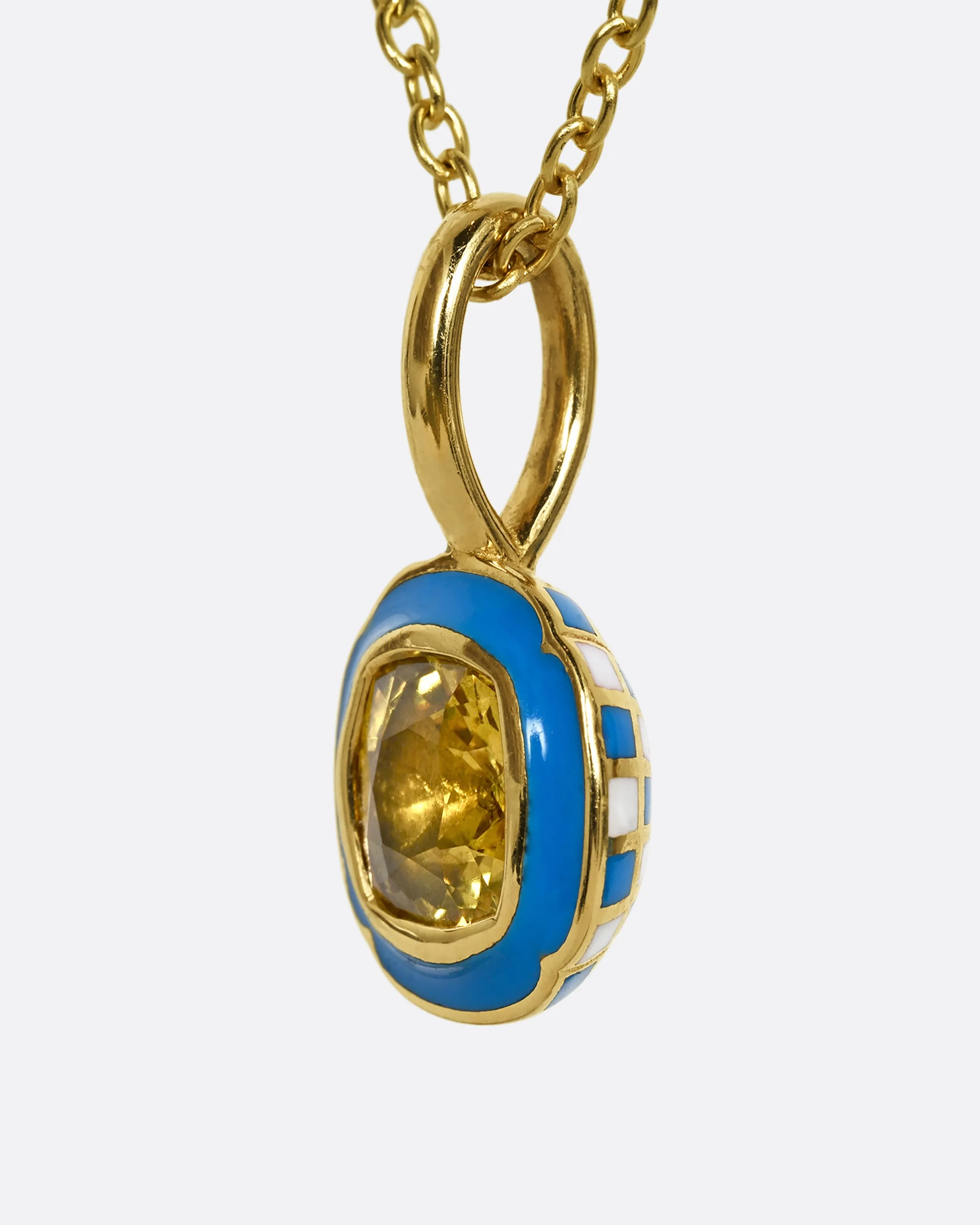 Yellow Sapphire Checkered Pendant