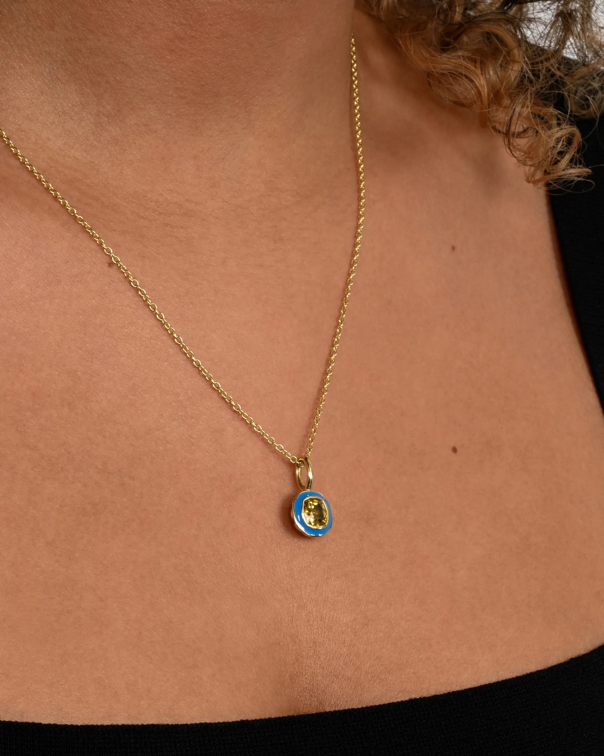 Yellow Sapphire Checkered Pendant