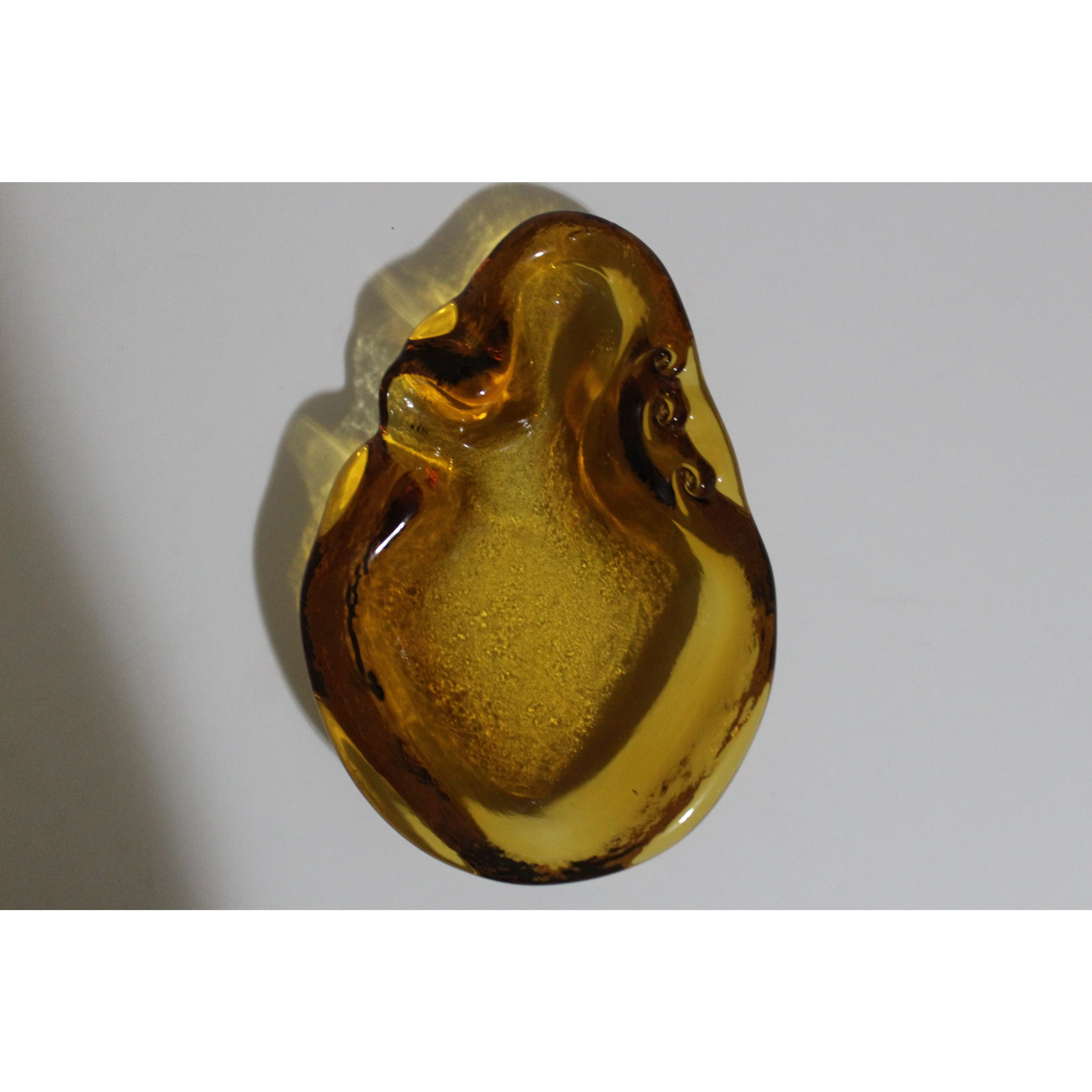 Yellow-Tinted Crystal Abstract Ashtray