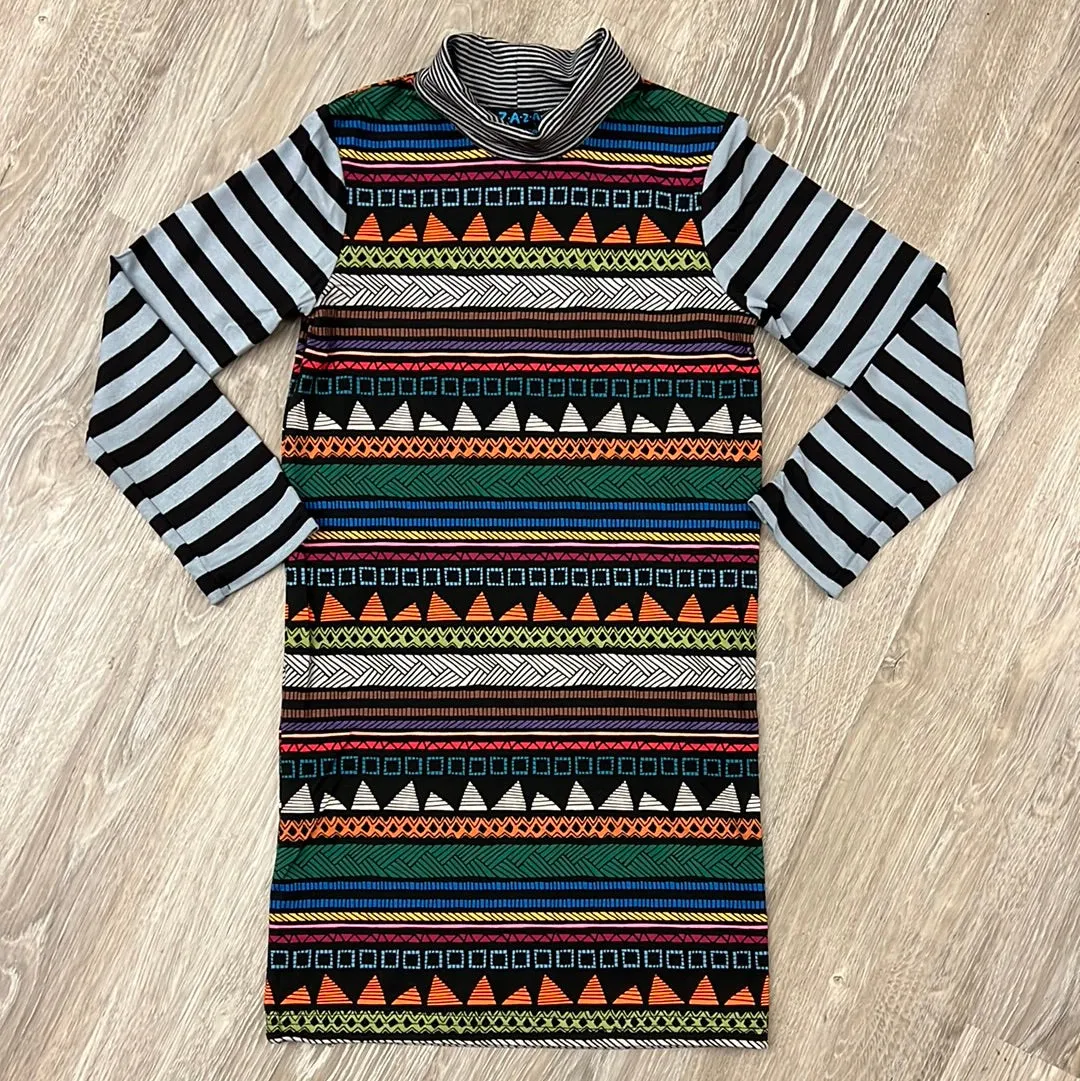 ZaZa Couture Multicolor Geometric Print Dress