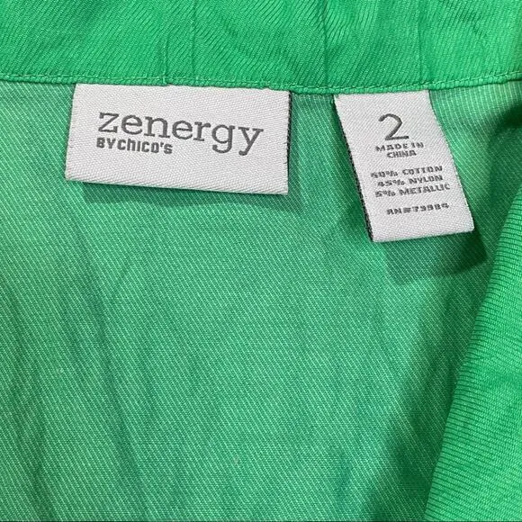 Zenergy by Chico’s Hayden Jacket Womens Size Chico's 2 or L Crinkle Green