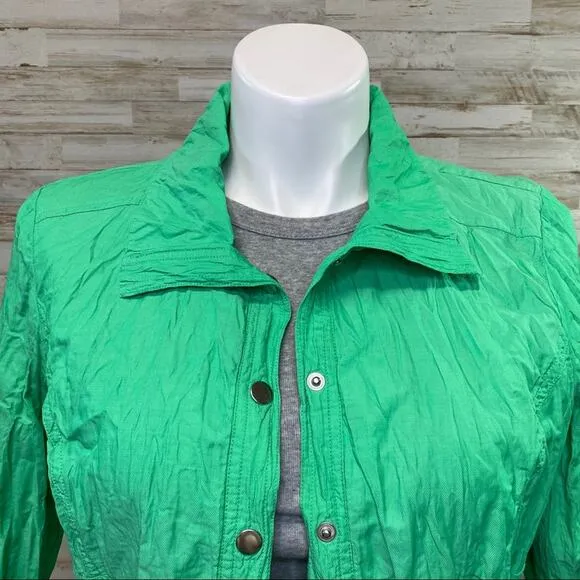 Zenergy by Chico’s Hayden Jacket Womens Size Chico's 2 or L Crinkle Green