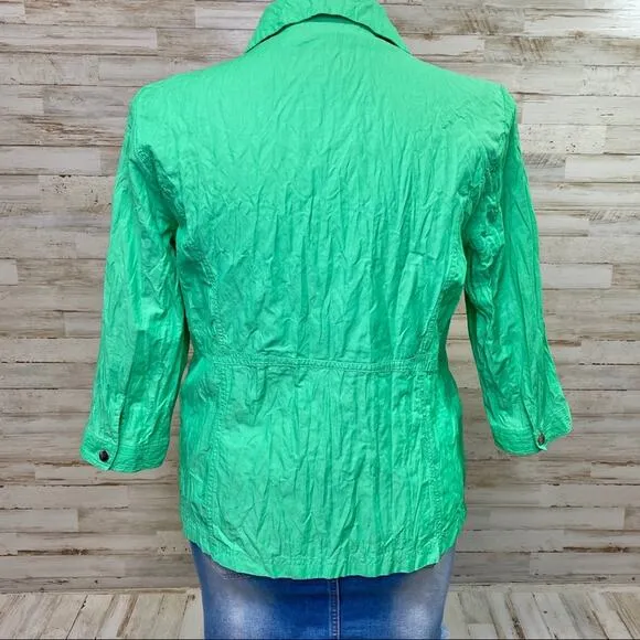 Zenergy by Chico’s Hayden Jacket Womens Size Chico's 2 or L Crinkle Green