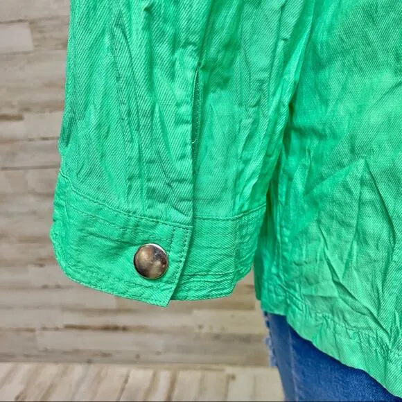Zenergy by Chico’s Hayden Jacket Womens Size Chico's 2 or L Crinkle Green