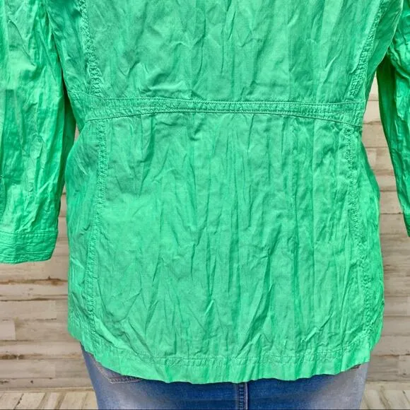 Zenergy by Chico’s Hayden Jacket Womens Size Chico's 2 or L Crinkle Green