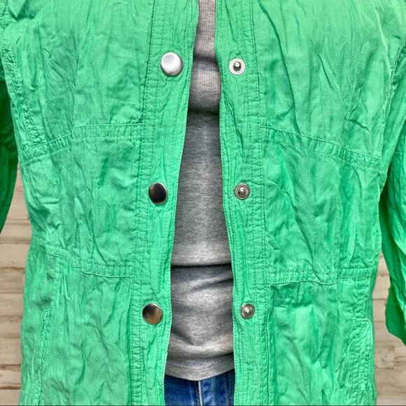 Zenergy by Chico’s Hayden Jacket Womens Size Chico's 2 or L Crinkle Green