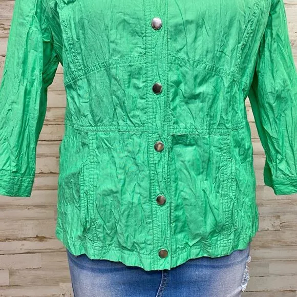 Zenergy by Chico’s Hayden Jacket Womens Size Chico's 2 or L Crinkle Green